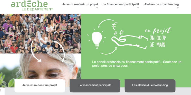 Capture du site web du département de l'Ardèche, section projets participatif